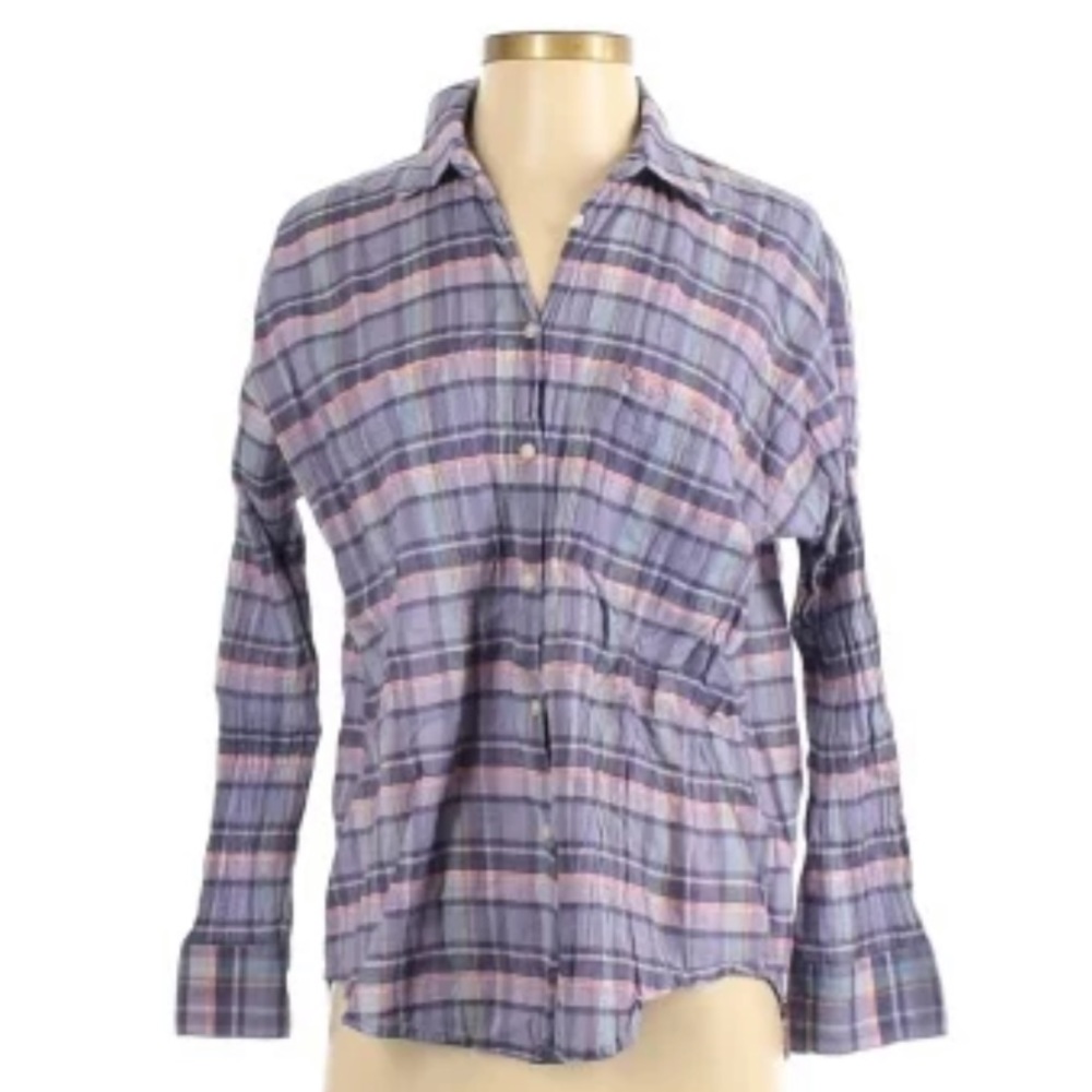 Purple Crêpe Longsleeve Plaid Madewell Buttondown